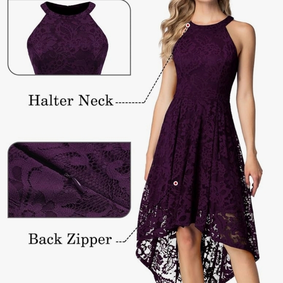 NWT Women's Dressystar Halter Lace Cocktail Party Dress - Picture 10 of 14